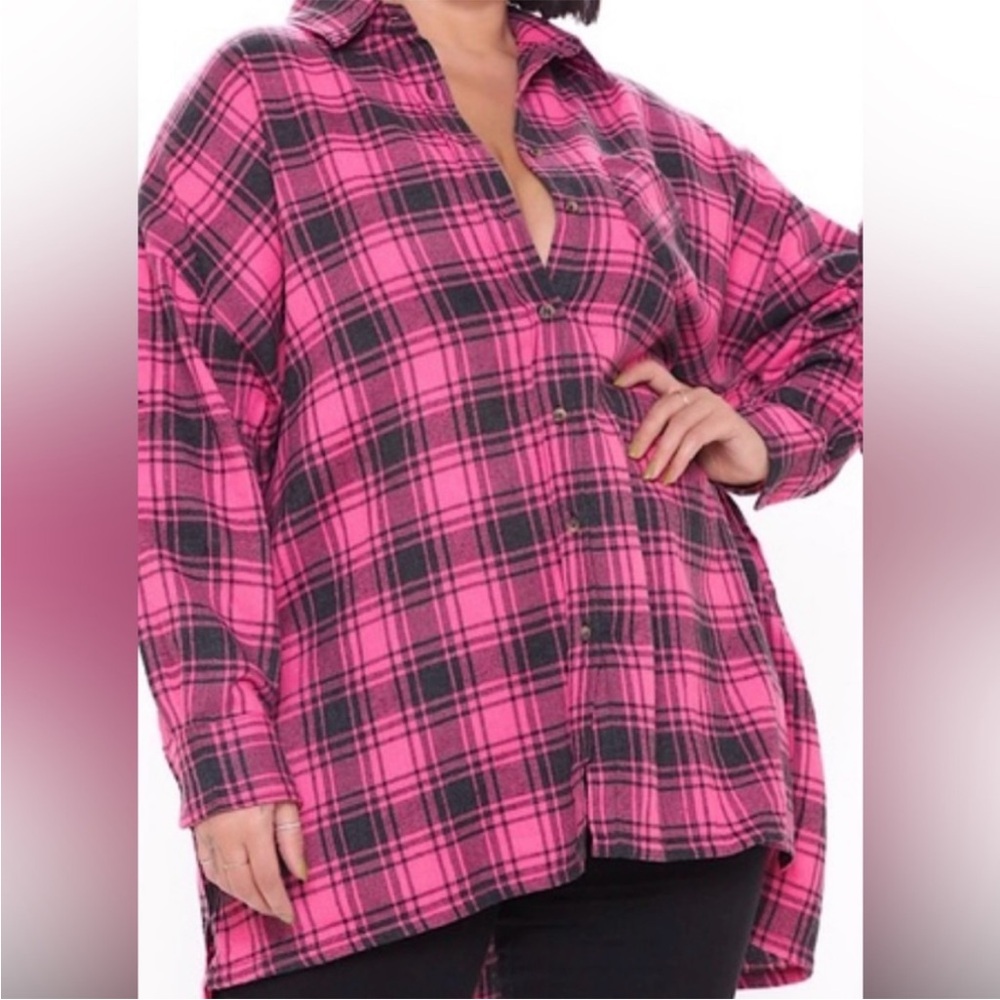 Fashion Nova Oversized Plaid Shirt